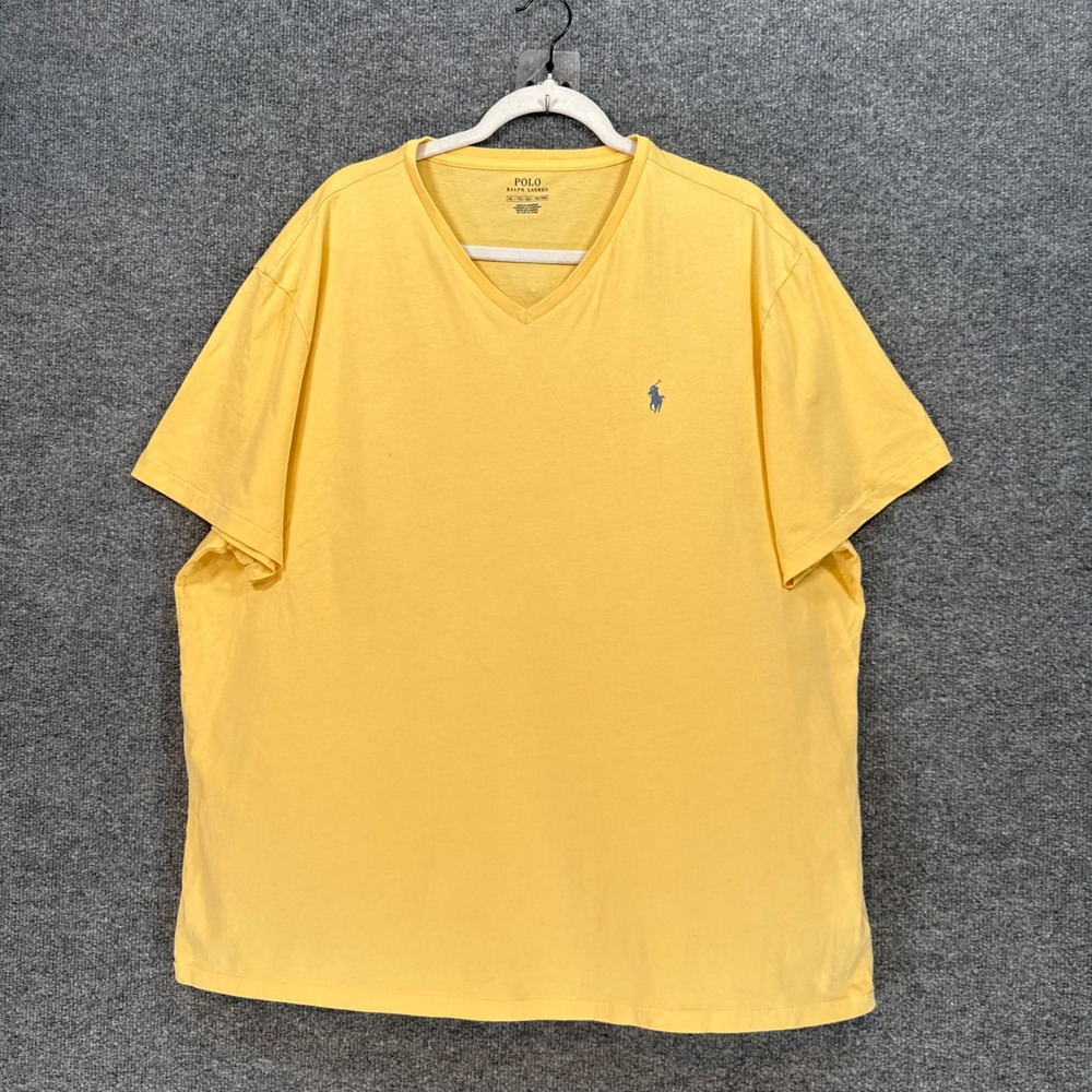 Polo Ralph Lauren Tshirt Mens XXL Yellow Vneck Short Sleeve Pony Logo Cotton